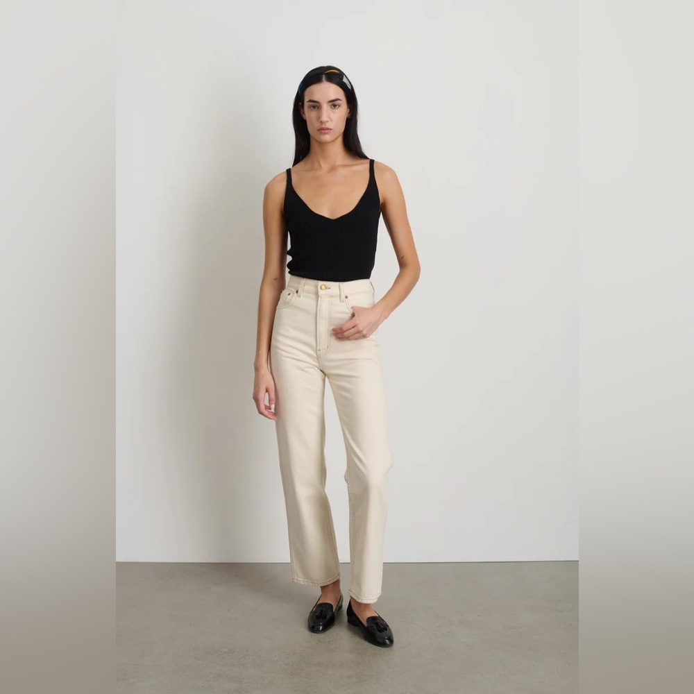 B SIDES Cream Straight Leg Jeans